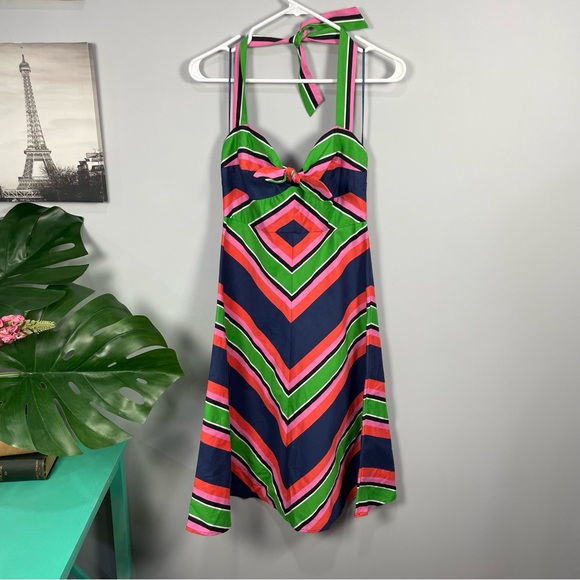 Trina Turk Rhiannon striped multicolored halter dress Sz 2 - Picture 6 of 12